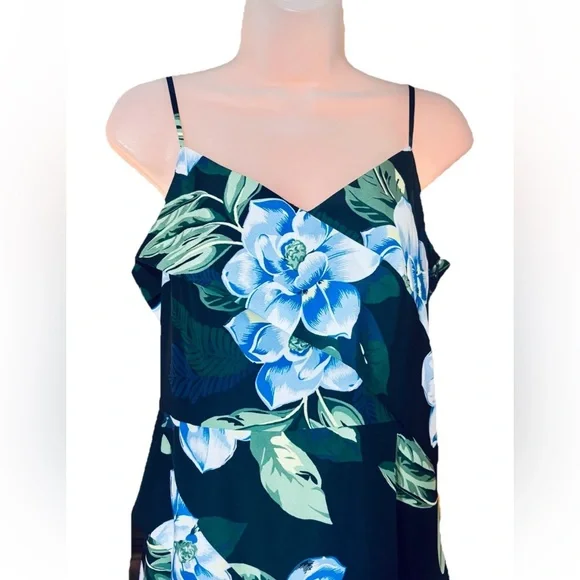 Banana Republic Floral Tropical Asymmetrical Faux Wrap Midi Dress Size 6 - Picture 2 of 12